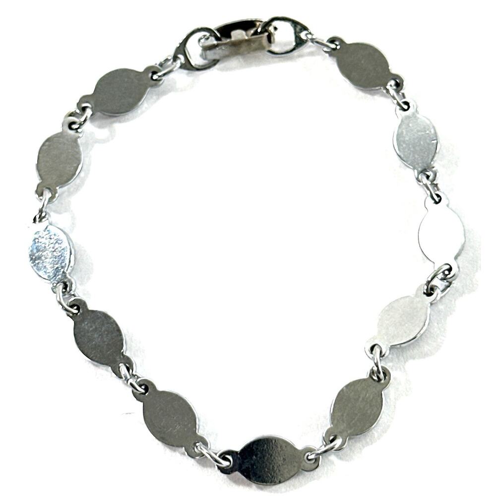 Beautiful Silver Tone Multicolor Inlay Link Bracelet Oval Bezel 7” - Picture 3 of 4